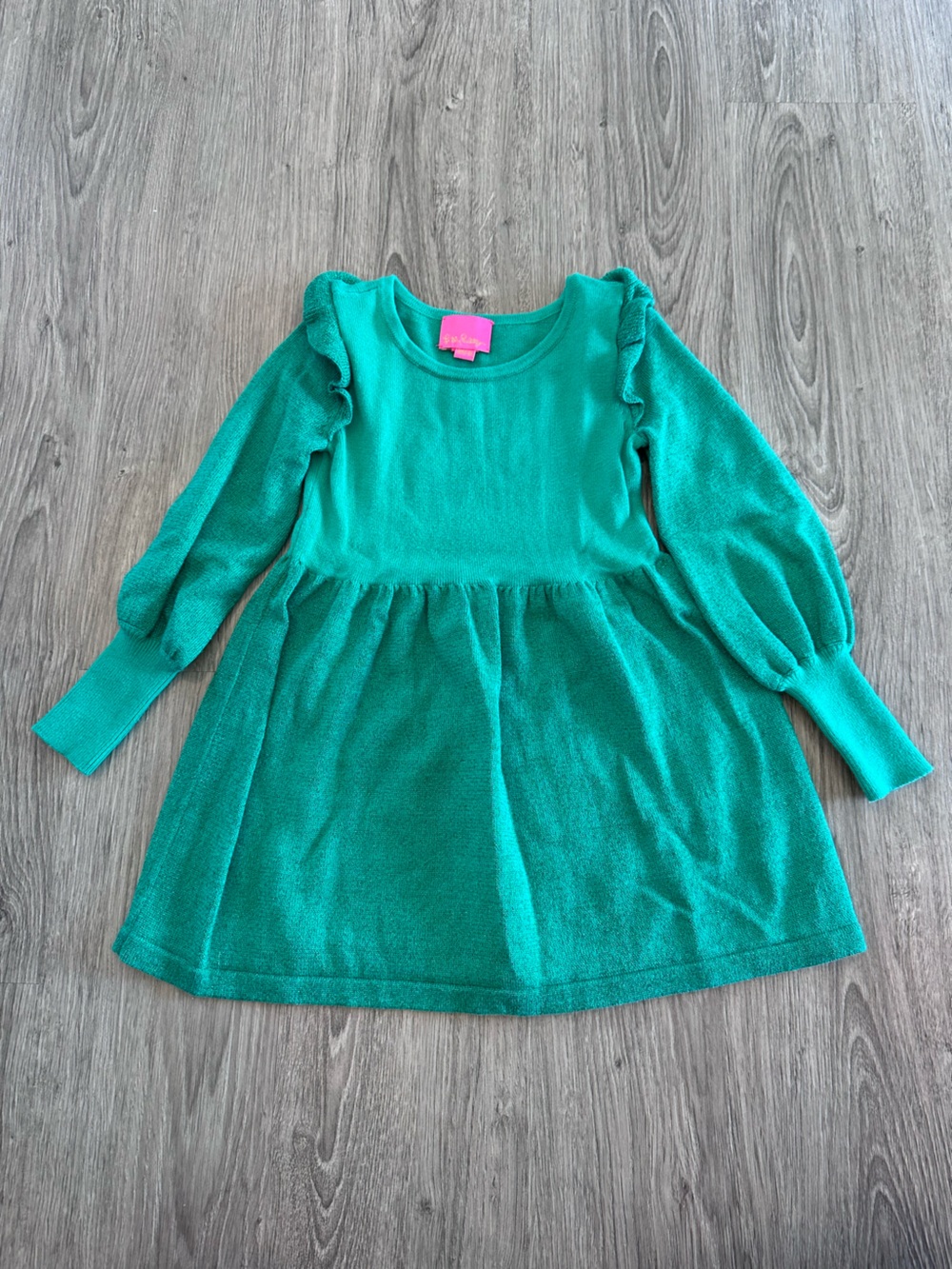 Lilly Pulitzer Green Ruffle-Shoulder Knit Dress - Girls XS (2-3)